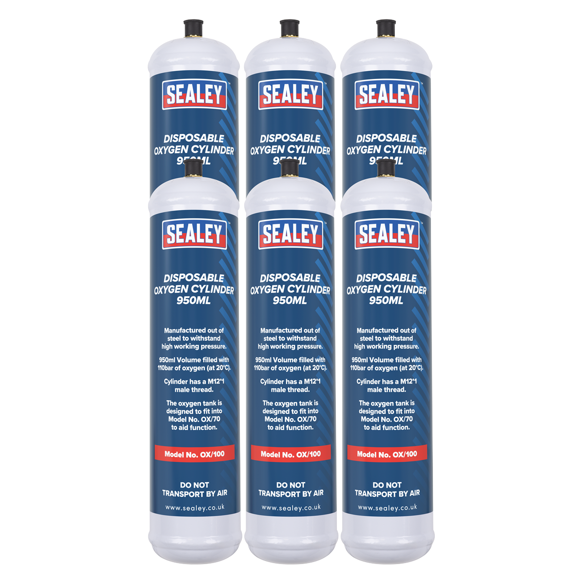Disposable Oxygen Cylinder 950ml - Pack of 6 OX/1006