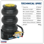 Air Operated Fast 3-Stage Jack 3 Tonne PAFJ3S