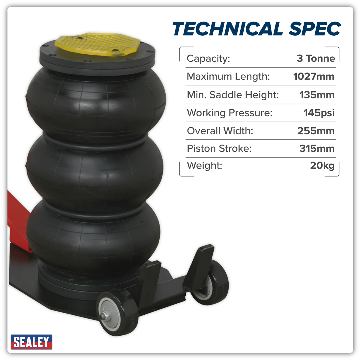 Air Operated Long Handle Fast 3-Stage Jack 3 Tonne PAFJ3