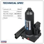Bottle Jack 3 Tonne PBJ3S