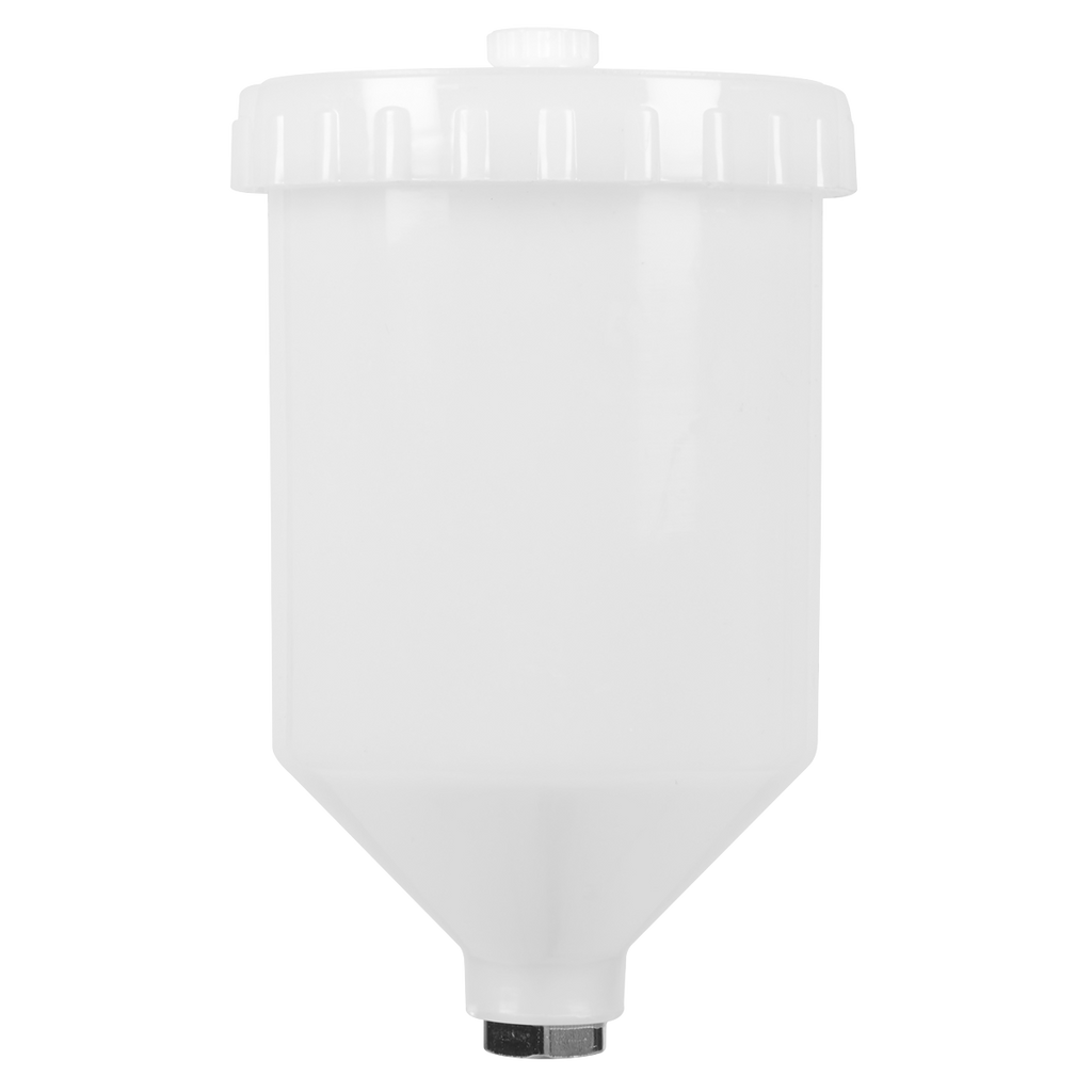 Paint Spray Gun Pot with Brass Fitting 600ml - White PC01