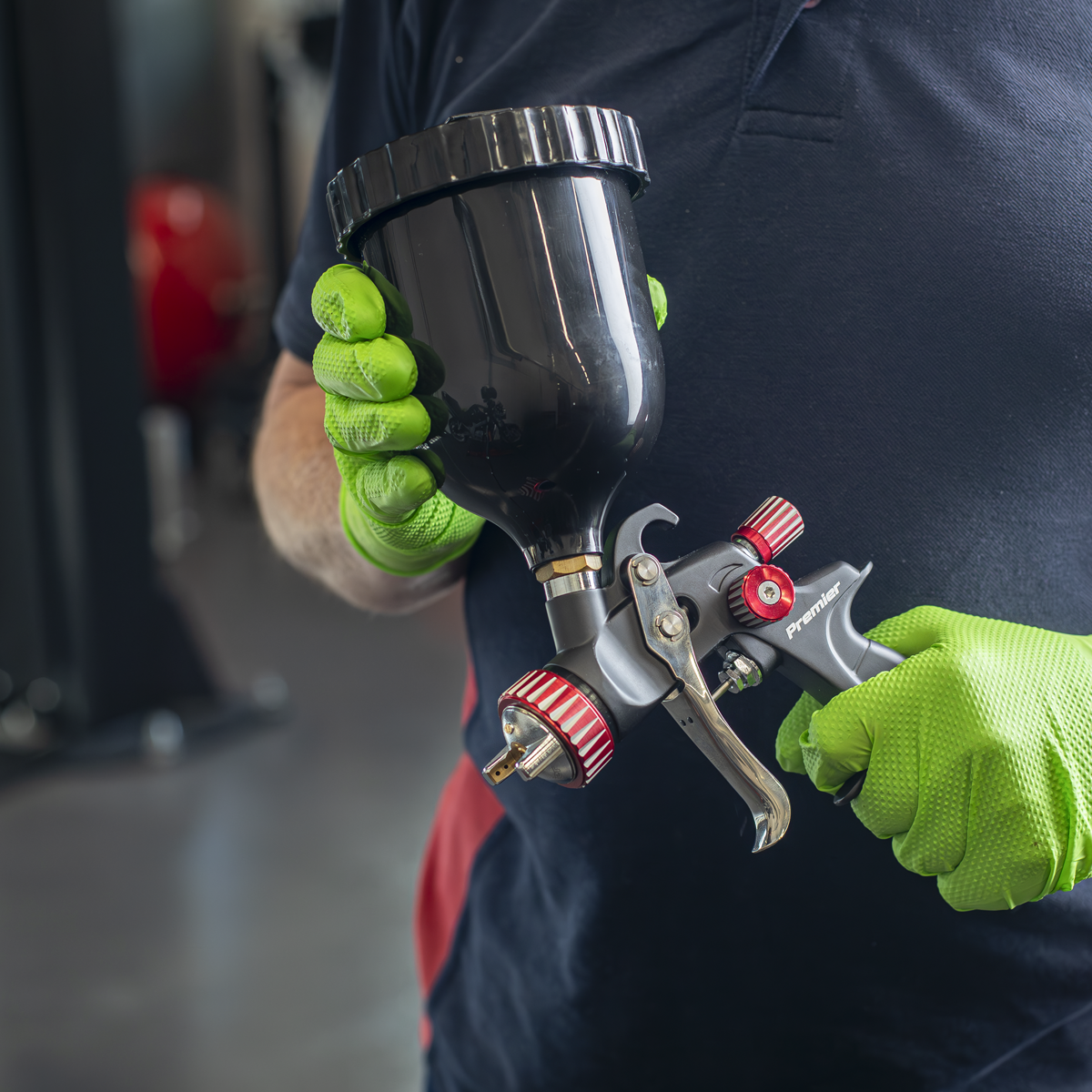 UV Paint Spray Gun Pot with Brass Fitting 600ml - Black PC02