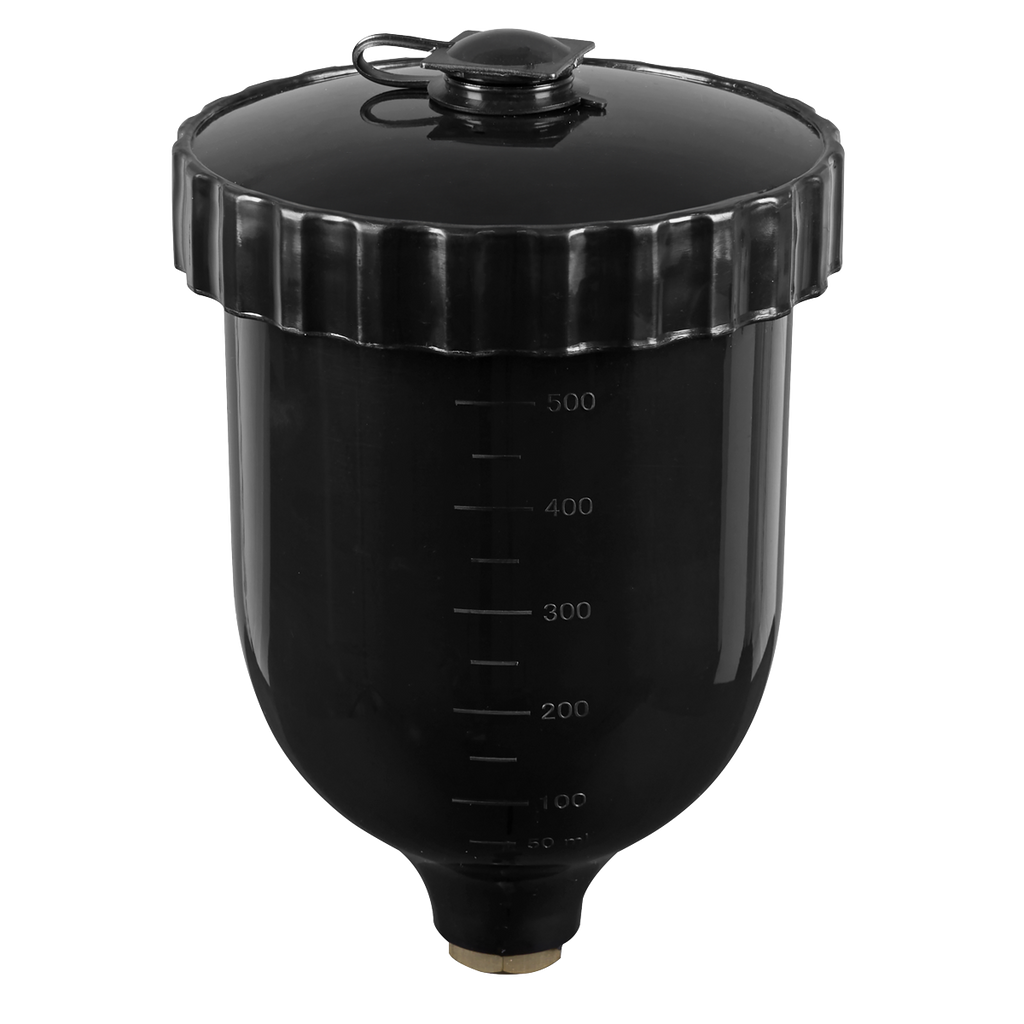 UV Paint Spray Gun Pot with Brass Fitting 600ml - Black PC02