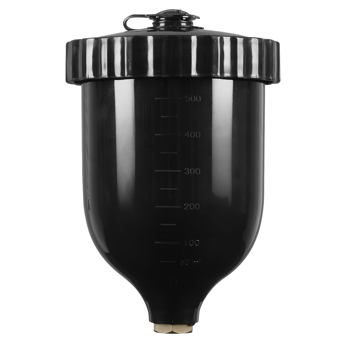 UV Paint Spray Gun Pot with Brass Fitting 600ml - Black PC02