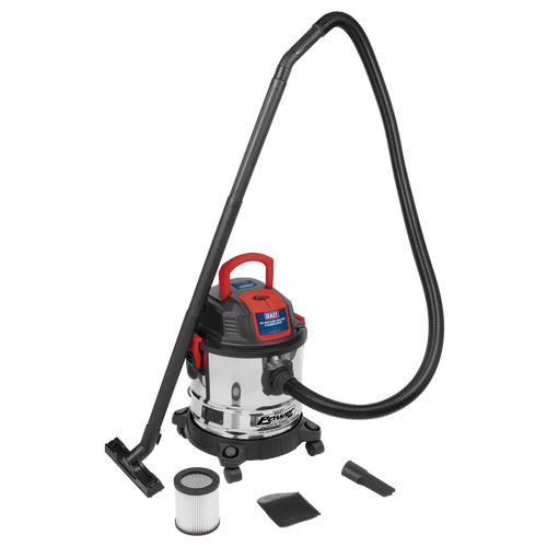 20L Vacuum Cleaner Wet & Dry Stainless Steel Drum 1200W/230V PC195SD
