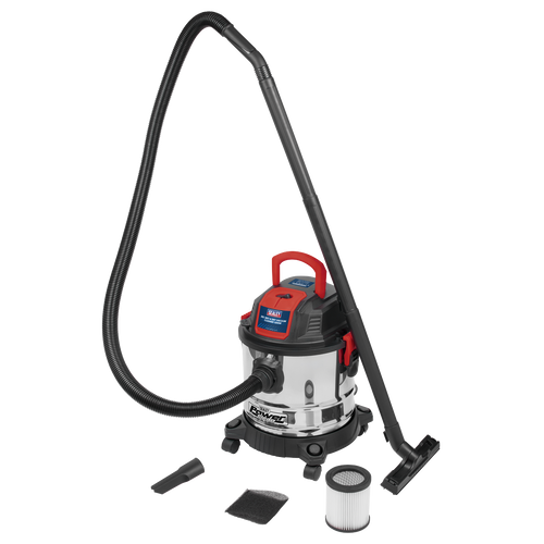 20L Vacuum Cleaner Wet & Dry Stainless Steel Drum 1200W/230V PC195SD