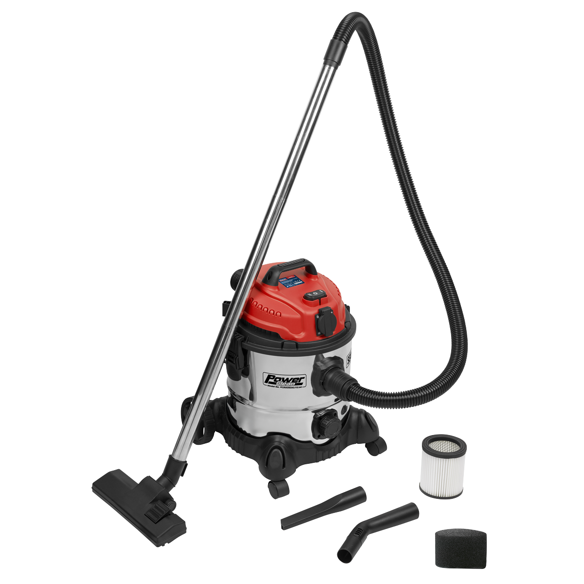 20L Industrial Vacuum Cleaner Wet & Dry with Stainless Drum & Auto Start 1400W/230V PC200SDAUTO