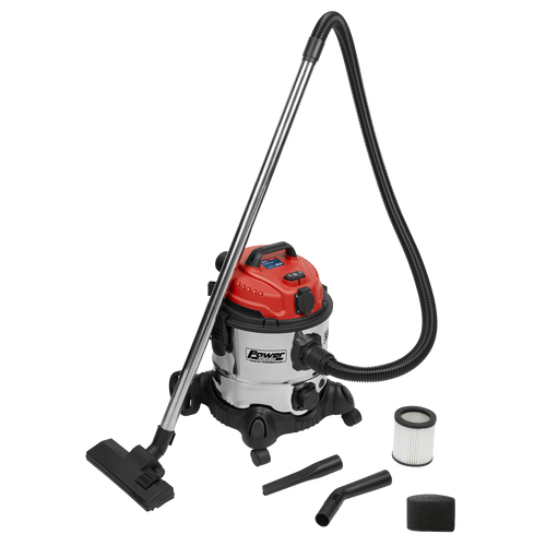 20L Industrial Vacuum Cleaner Wet & Dry with Stainless Drum & Auto Start 1400W/230V PC200SDAUTO