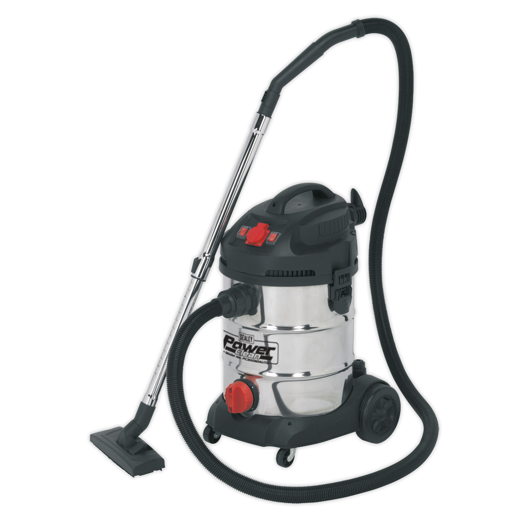 30L Industrial Vacuum Cleaner Wet & Dry with Stainless Steel Drum & Auto Start 1400W/230V PC300SDAUTO