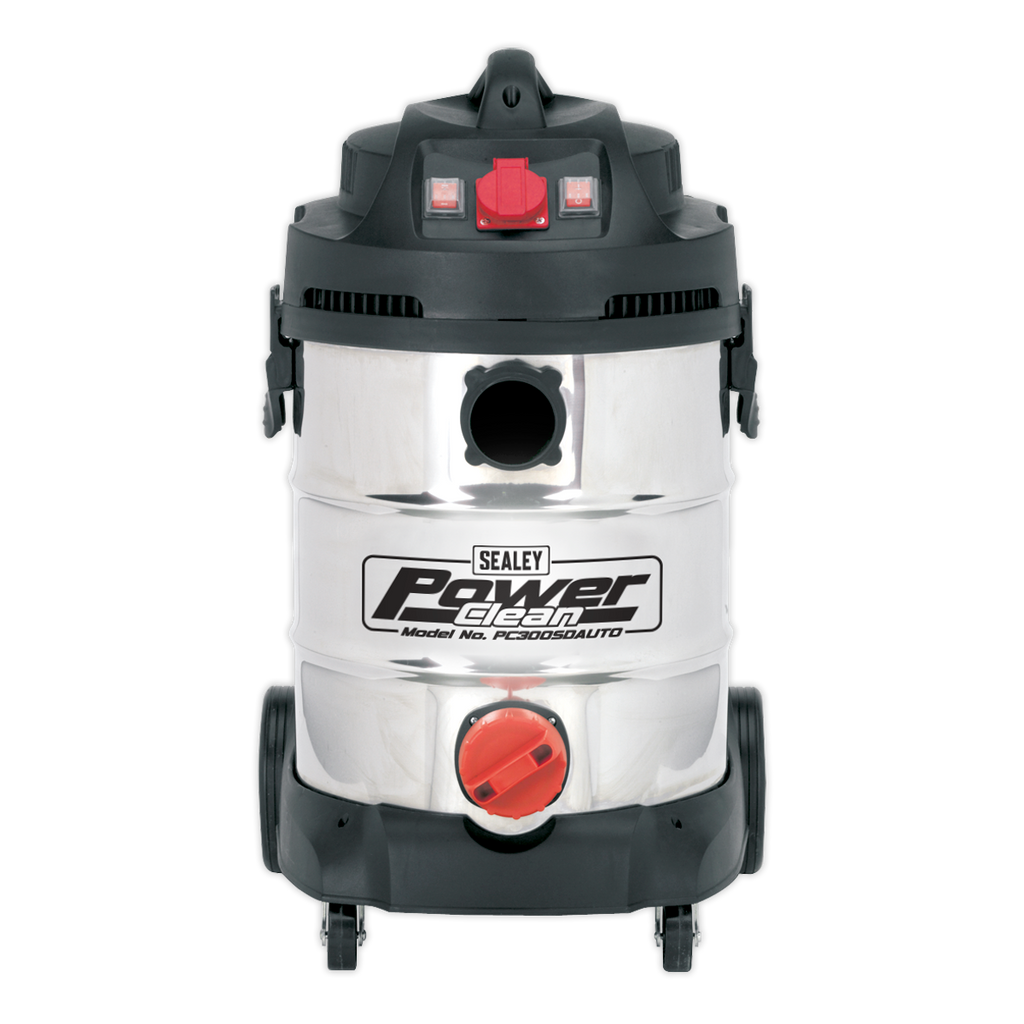 30L Industrial Vacuum Cleaner Wet & Dry with Stainless Steel Drum & Auto Start 1400W/230V PC300SDAUTO