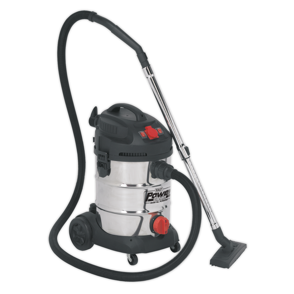 30L Industrial Vacuum Cleaner Wet & Dry with Stainless Steel Drum & Auto Start 1400W/230V PC300SDAUTO