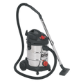 30L Industrial Vacuum Cleaner Wet & Dry with Stainless Steel Drum & Auto Start 1400W/230V PC300SDAUTO