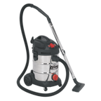 30L Industrial Vacuum Cleaner Wet & Dry with Stainless Steel Drum & Auto Start 1400W/230V PC300SDAUTO