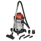 30L Industrial Vacuum Cleaner Wet & Dry with Stainless Steel Drum & Auto-Start 1400W/230V PC300SDAUTO