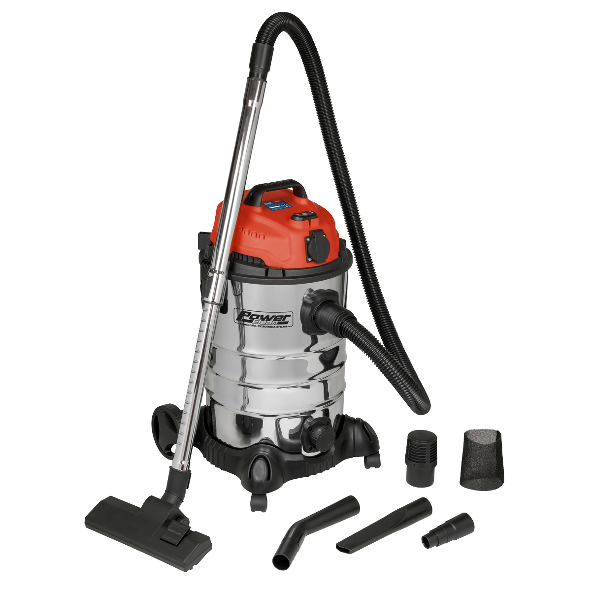 30L Industrial Vacuum Cleaner Wet & Dry with Stainless Steel Drum & Auto-Start 1400W/230V PC300SDAUTO