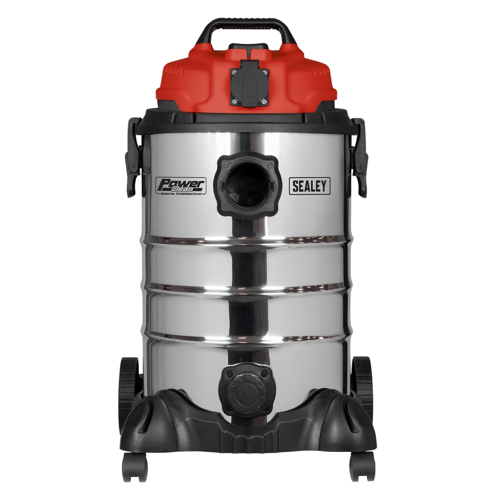 30L Industrial Vacuum Cleaner Wet & Dry with Stainless Steel Drum & Auto-Start 1400W/230V PC300SDAUTO