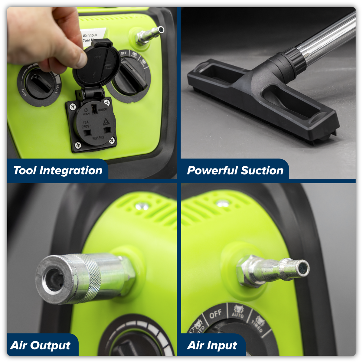 40L M Class Dust-Free Industrial Wet & Dry Vacuum Cleaner with Autostart for Air/Electric Power Tools 1600W/230V PC400MA