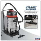 100L Vacuum Cleaner Wet & Dry with Stainless Steel Drum 3000W/230V PC4100