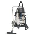 77L Industrial Vacuum Cleaner Wet & Dry with Stainless Steel Drum & Swivel Emptying 2400W PC477