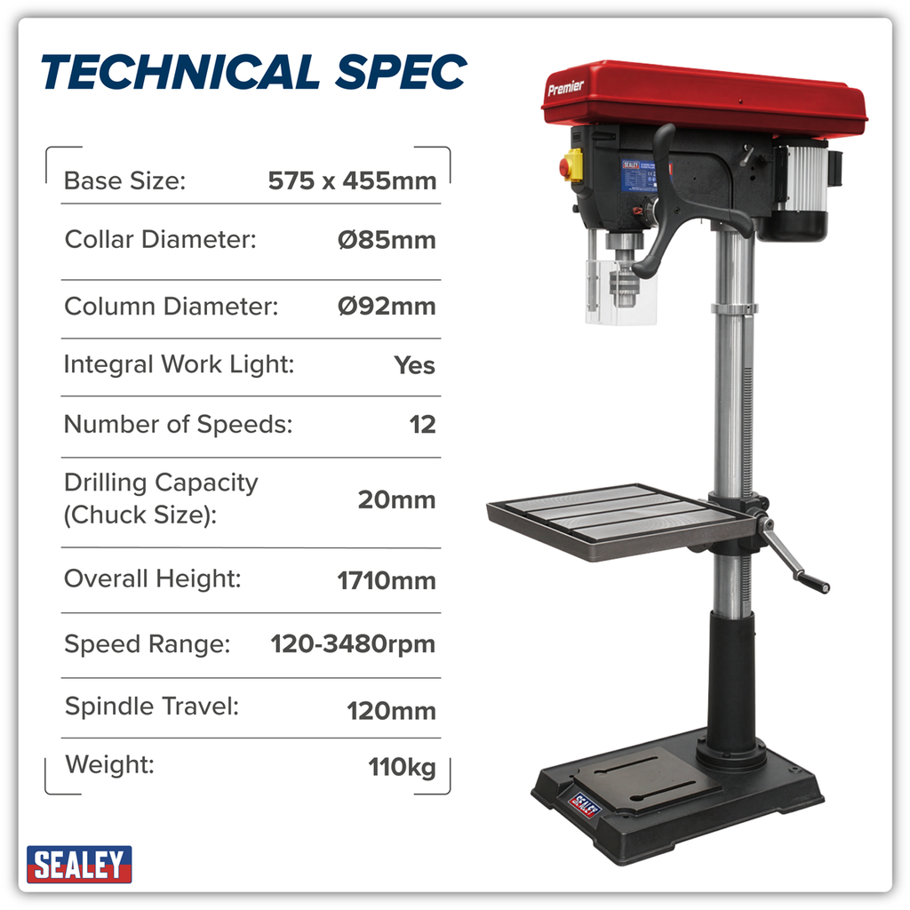 Floor Standing Pillar Drill 12-Speed 1100W/230V PDM260F