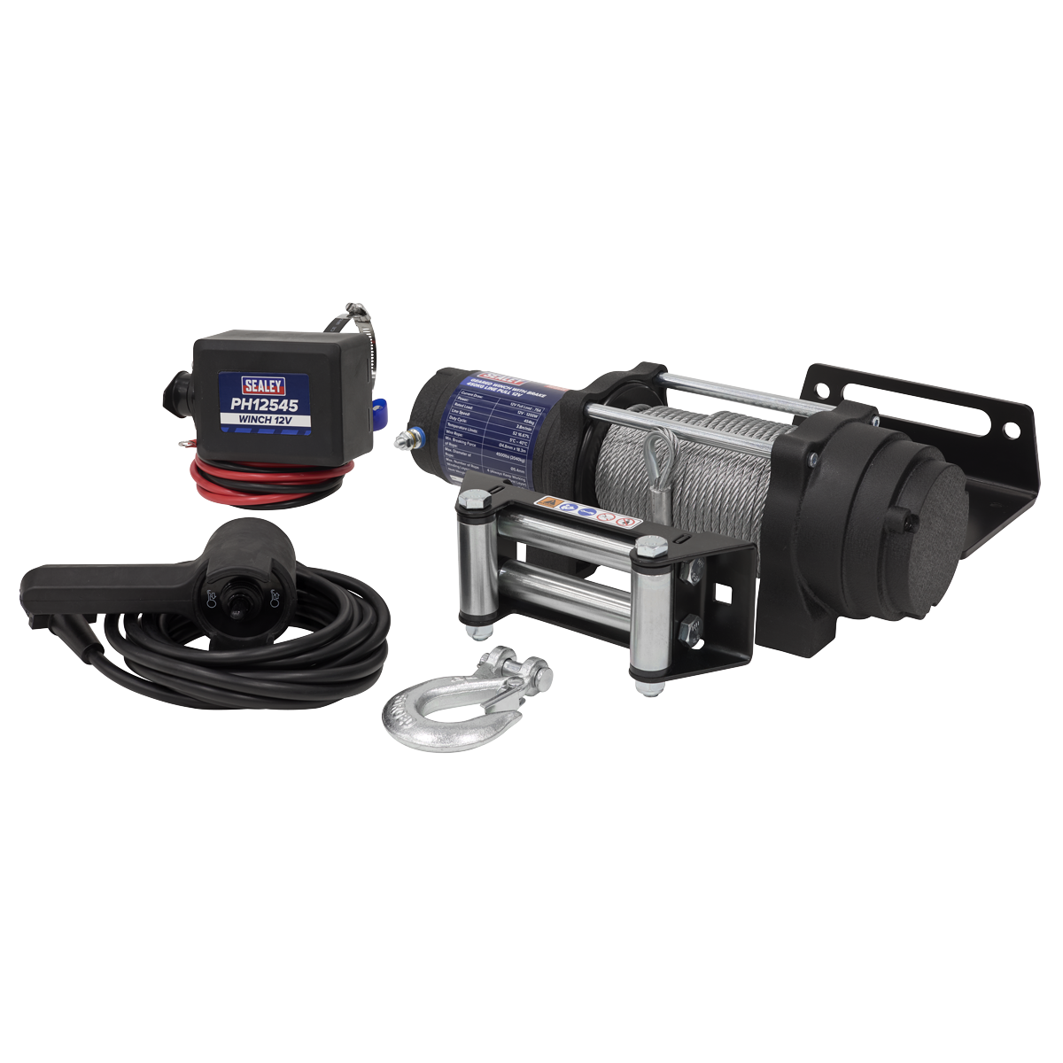 Geared Winch with Brake 450kg Line Pull 12V PH12545