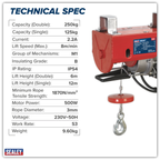 Power Hoist 250kg Capacity 230V PH250