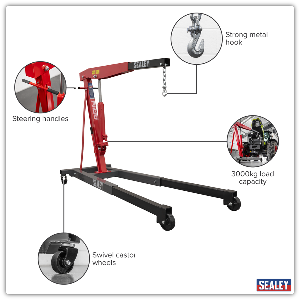 Fixed Frame Engine Crane with Extendable Legs 3 Tonne PH30
