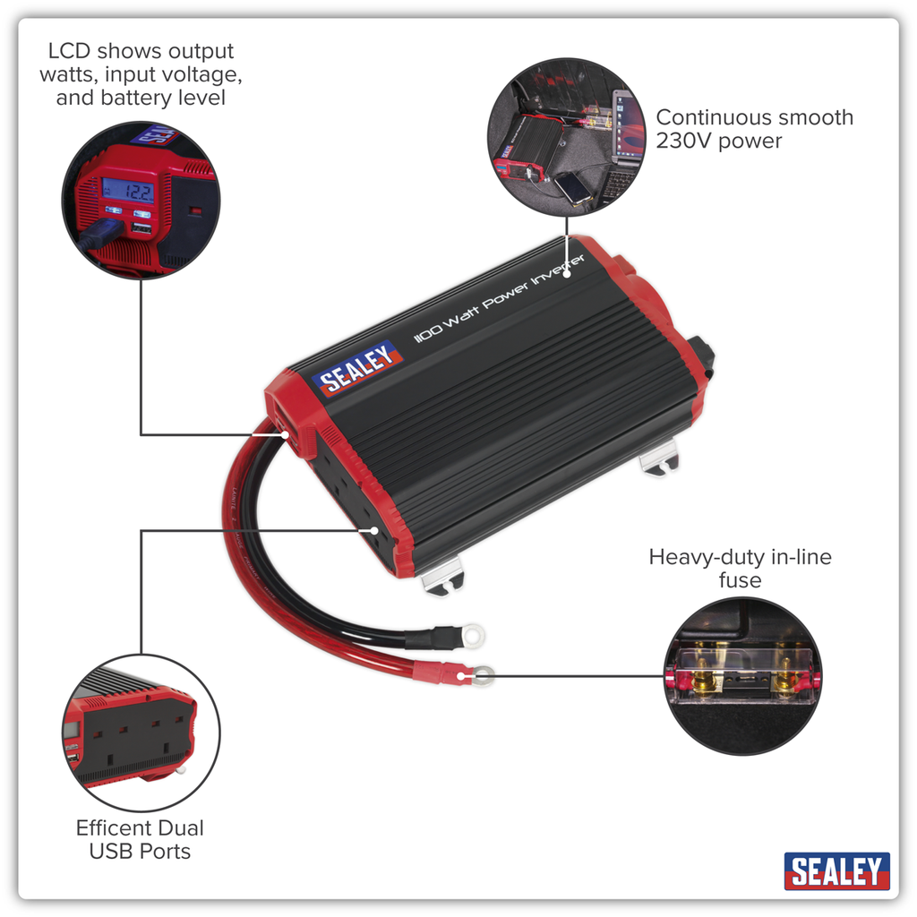 Modified Sine Wave Power Inverter 1100W 12V PI1100