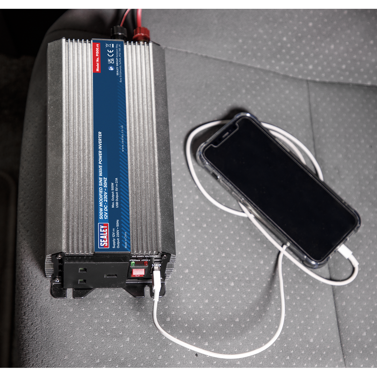 500W Modified Sine Wave Power Inverter 12V DC - 230V ~ 50Hz PI500