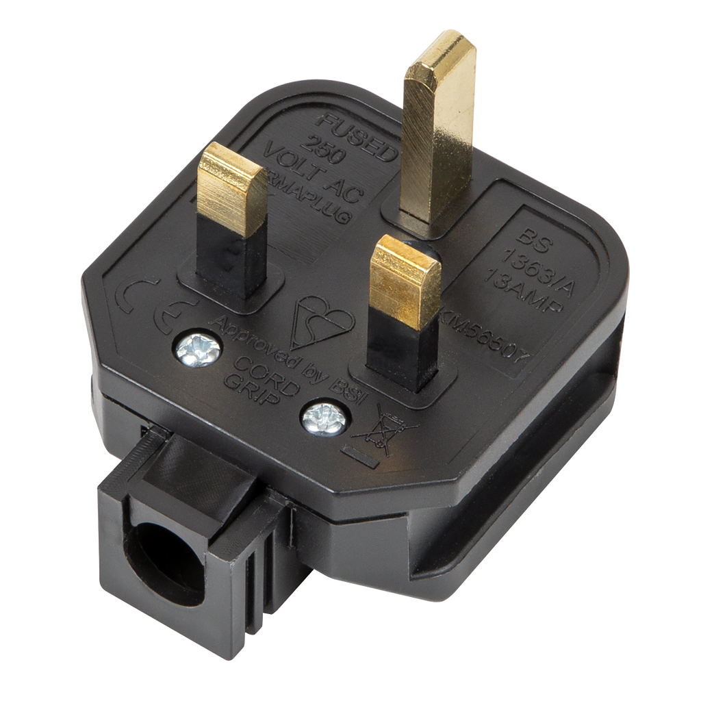 13A Heavy-Duty Rewirable Plug - Black PL/13/3S