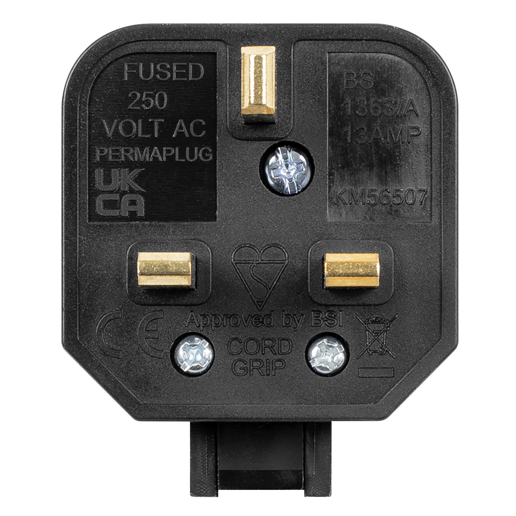 13A Heavy-Duty Rewirable Plug - Black PL/13/3S