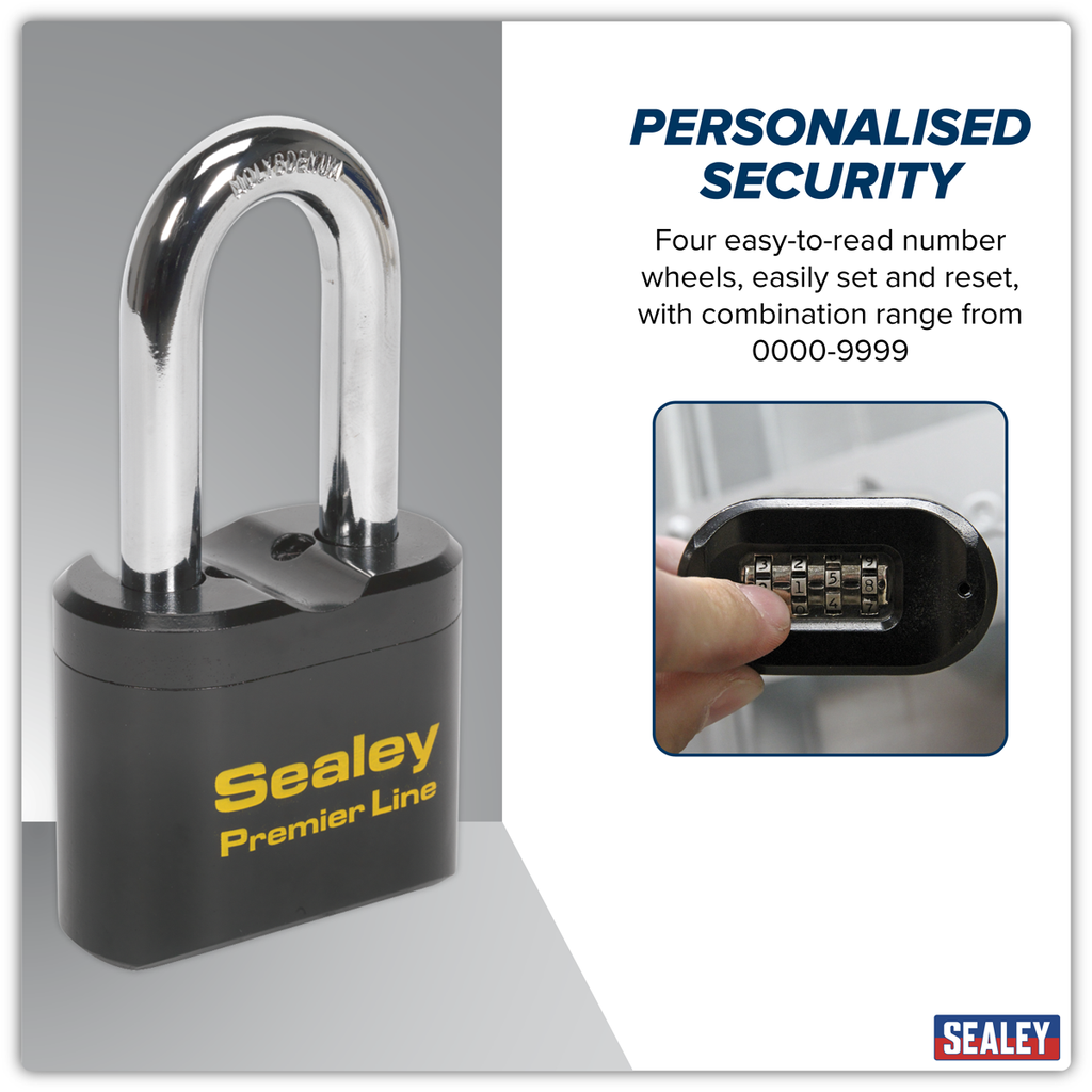 Steel Body Combination Padlock Long Shackle 62mm PL603L