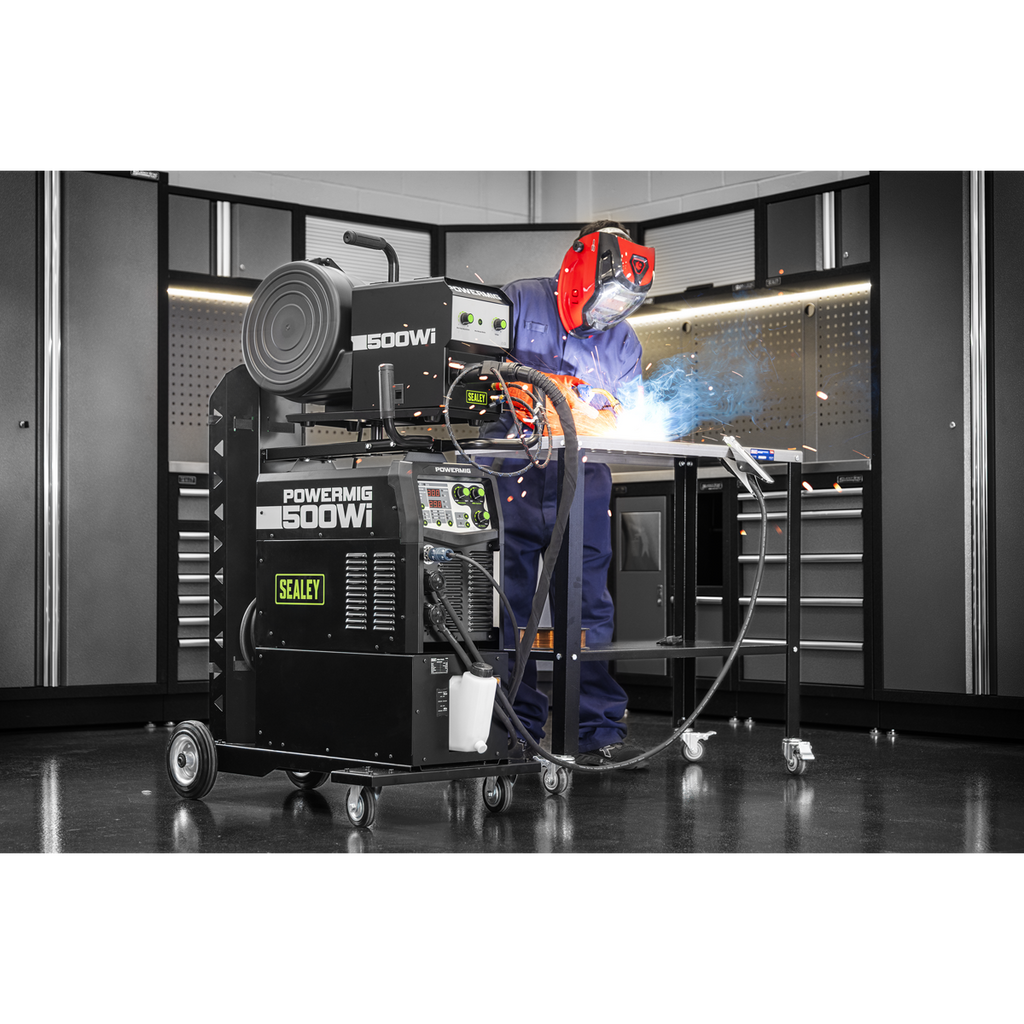 500A Professional Gas/Gasless MIG/TIG/MMA Inverter Welder with Portable Wire Feeder & Water Cooler 400V 3ph POWERMIG500Wi