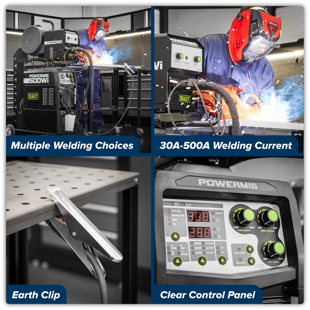 500A Professional Gas/Gasless MIG/TIG/MMA Inverter Welder with Portable Wire Feeder & Water Cooler 400V 3ph POWERMIG500Wi