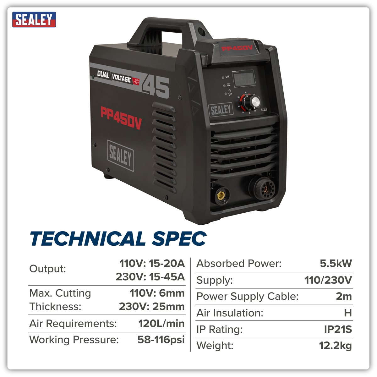 Dual Voltage Plasma Cutter Inverter 45A PP45DV