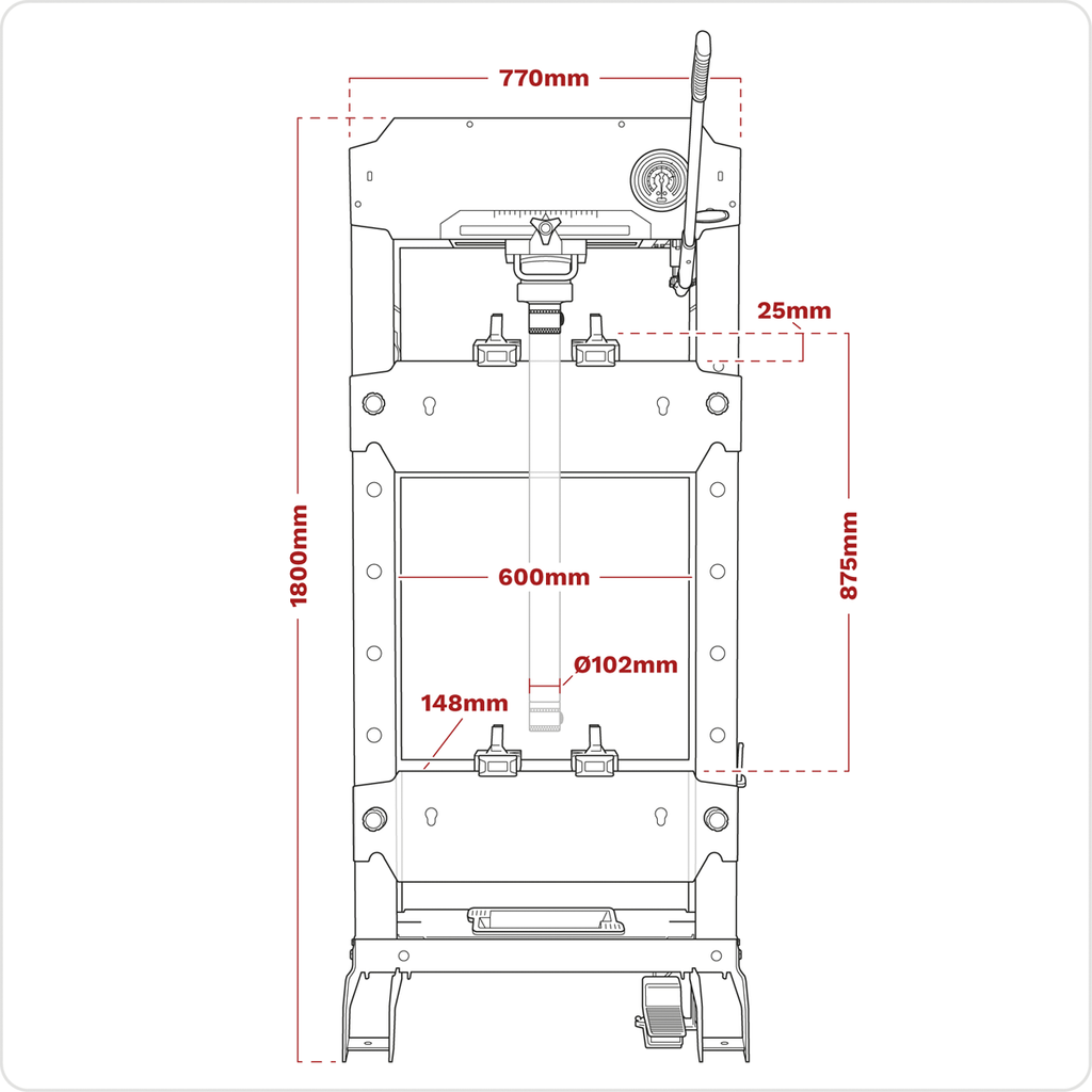 Floor Type Air/Hydraulic Press with Sliding Ram and Foot Pedal 30 Tonne PPF301S