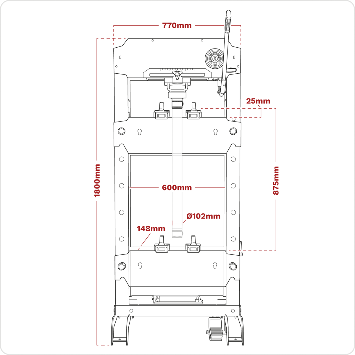 Floor Type Air/Hydraulic Press with Sliding Ram and Foot Pedal 30 Tonne PPF301S