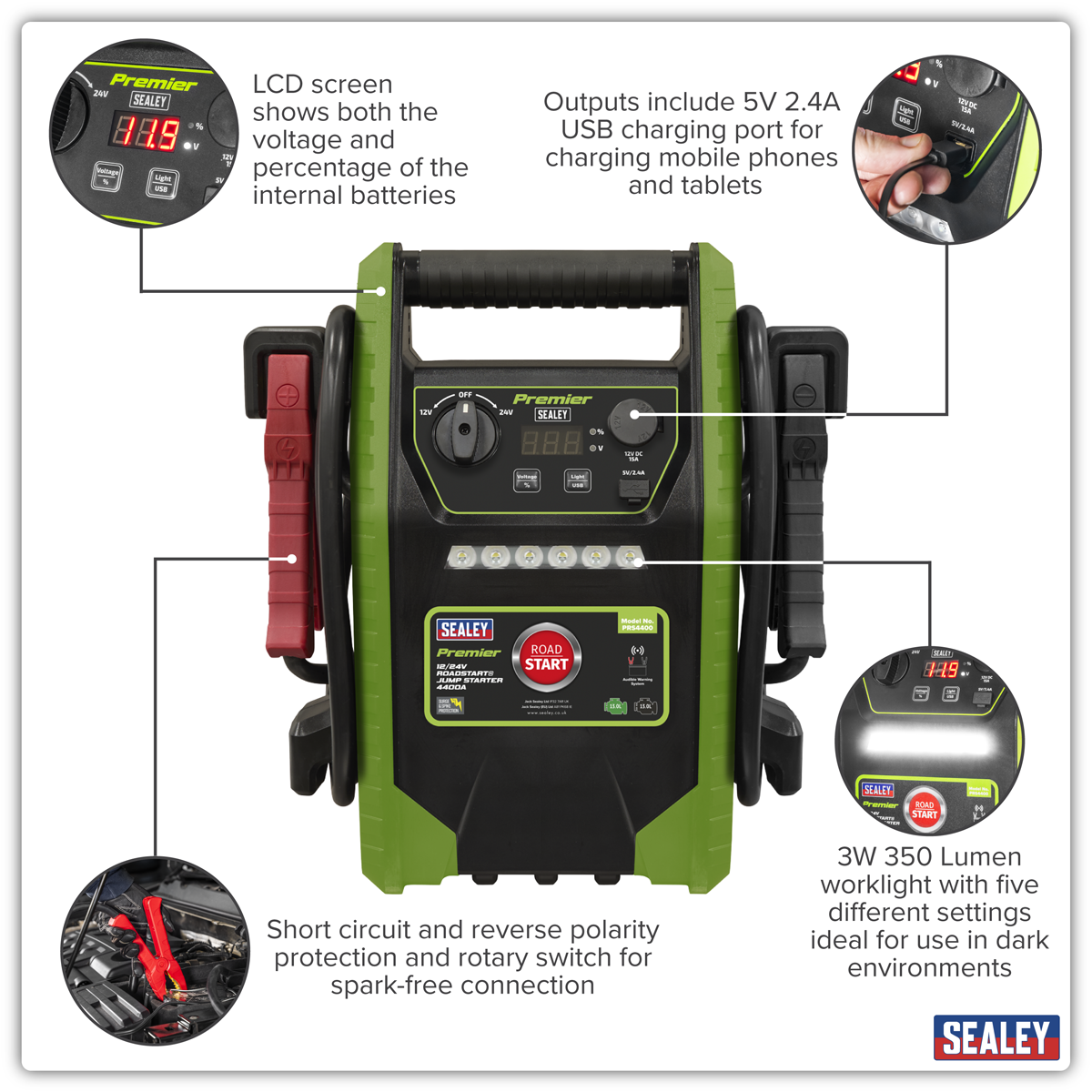 12/24V Jump Starter 4400 Peak Amps PRS4400