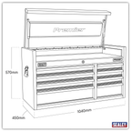 Heavy-Duty Extra-Wide Topchest 8 Drawer 1040mm - Black PTB104008