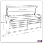 Heavy-Duty Extra-Wide Topchest 7 Drawer 1415mm - Black PTB141507