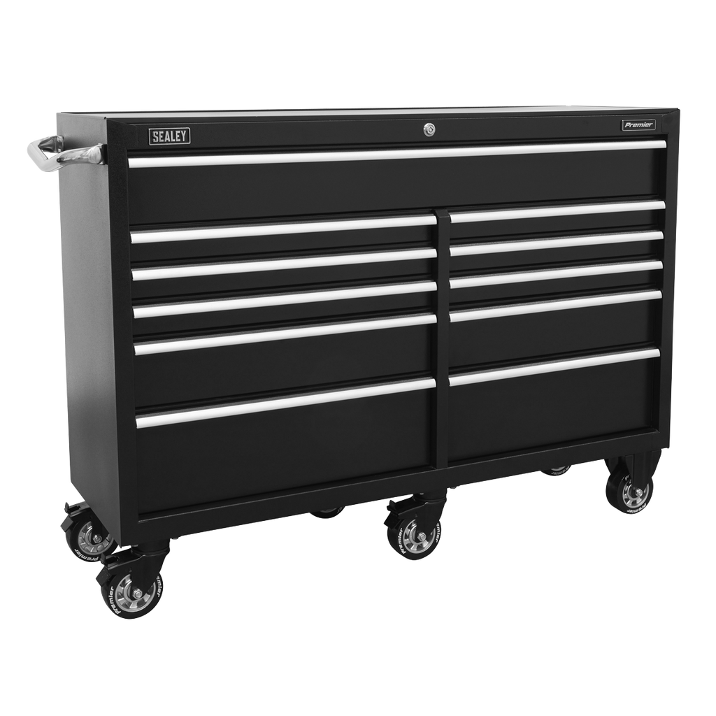 Heavy-Duty Extra-Wide Rollcab 11 Drawer 1430mm - Black PTB143011