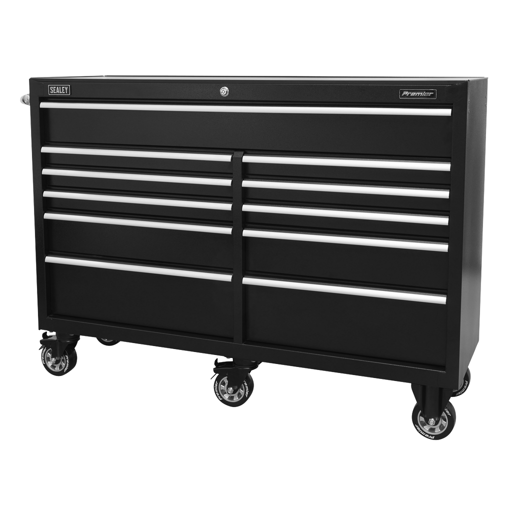 Heavy-Duty Extra-Wide Rollcab 11 Drawer 1430mm - Black PTB143011