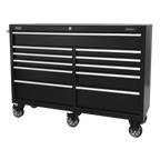 Heavy-Duty Extra-Wide Rollcab 11 Drawer 1430mm - Black PTB143011