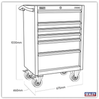 Heavy-Duty Rollcab 6 Drawer 675mm - Stainless Steel PTB67506SS