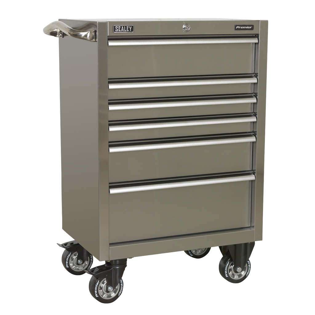 Heavy-Duty Rollcab 6 Drawer 675mm - Stainless Steel PTB67506SS