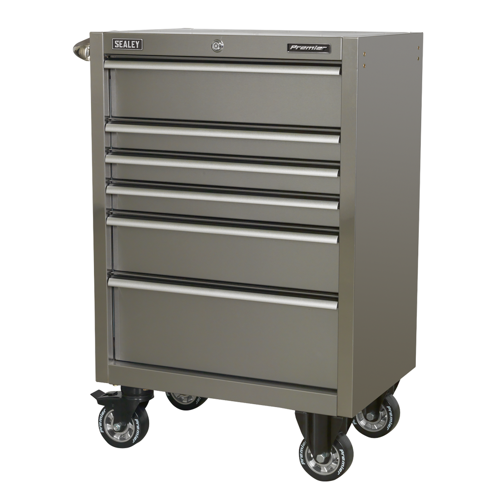 Heavy-Duty Rollcab 6 Drawer 675mm - Stainless Steel PTB67506SS