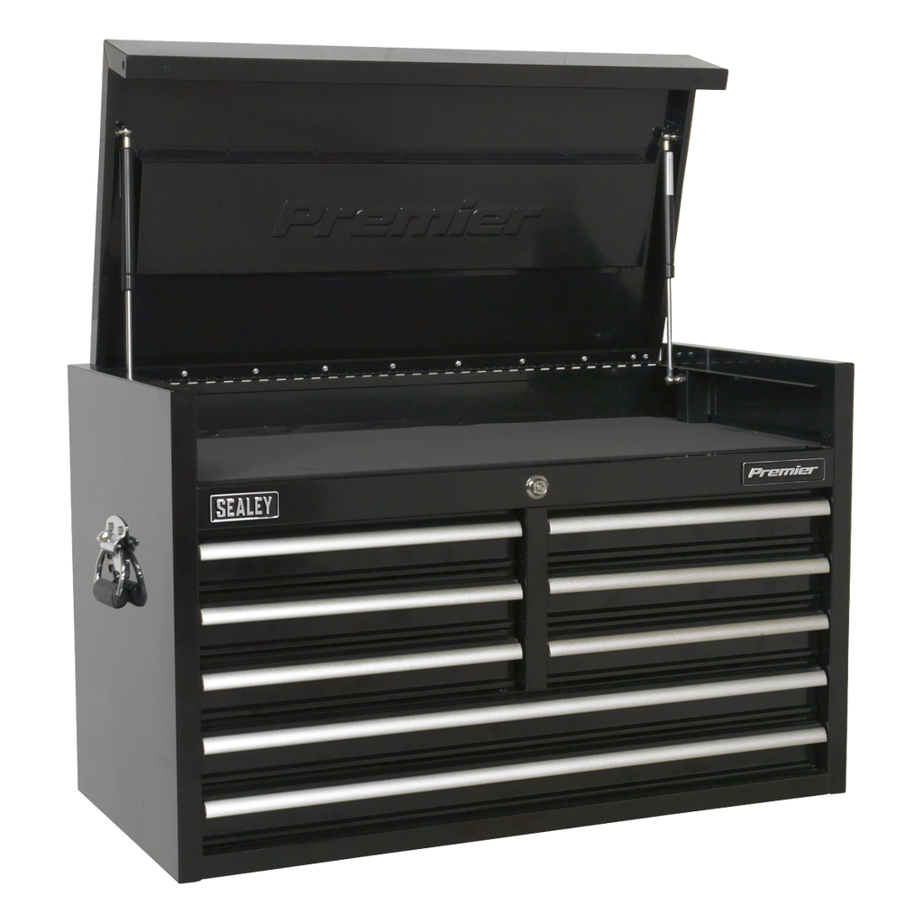 Heavy-Duty Topchest 915mm 8 Drawer - Black PTB91508