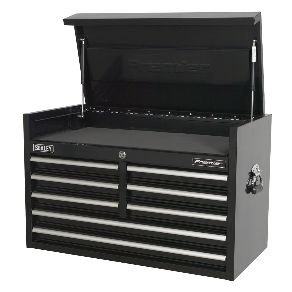 Heavy-Duty Topchest 915mm 8 Drawer - Black PTB91508
