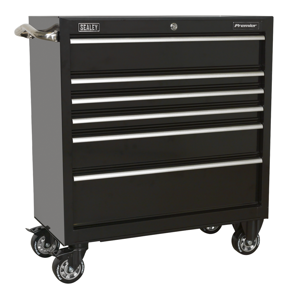 Heavy-Duty Rollcab 930mm 6 Drawer - Black PTB93006