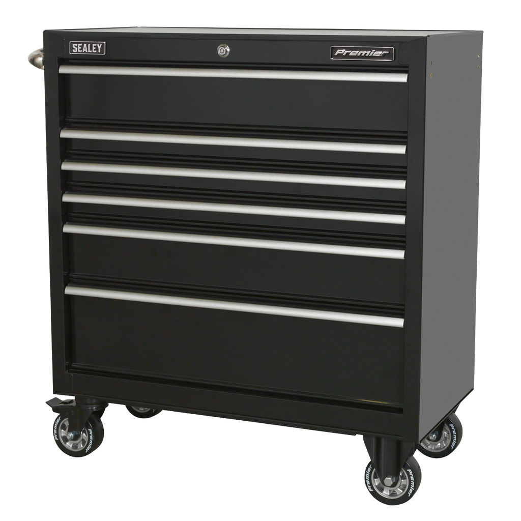 Heavy-Duty Rollcab 930mm 6 Drawer - Black PTB93006